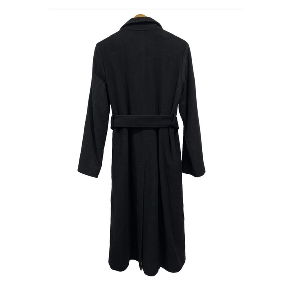 JUCCA trench coat black size 10 wool belted double breasted fall winter NWT New - Picture 8 of 15